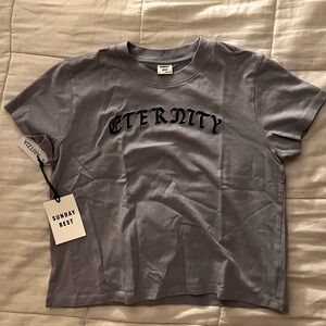 lavender sunday best tee with `eternity’ embroidery